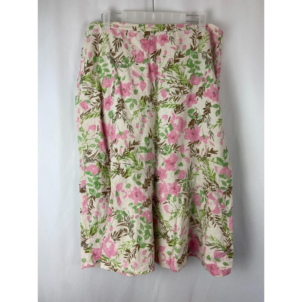 Jennifer Moore Women's Skirt Size 12 Floral Pink Green with Side Zipper